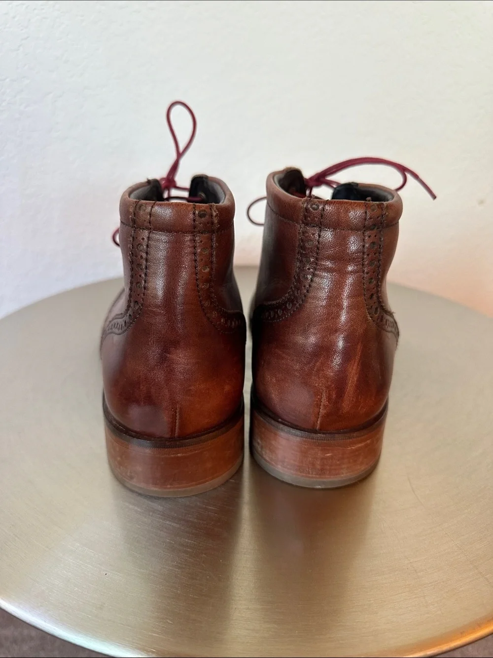 Cole Haan Brown Leather Chukka Wingtip Boots with Red Laces Sz 12